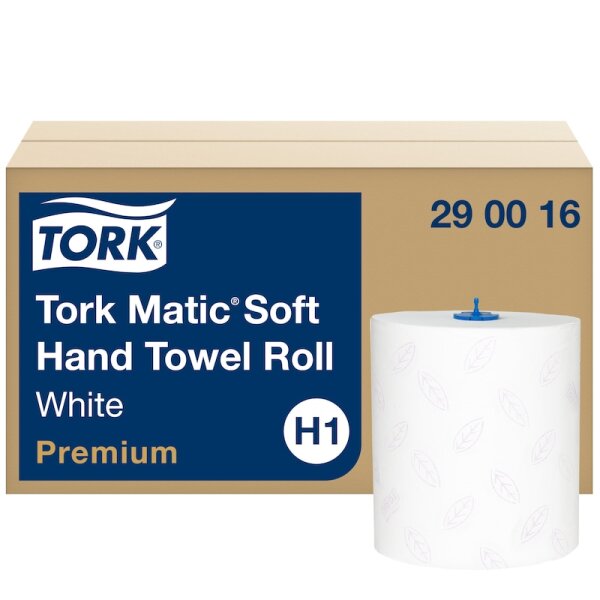 Tork Matic® Soft Handtuchrollen Weiß mit Blätterdesign H1, 6 Rollen, 290016