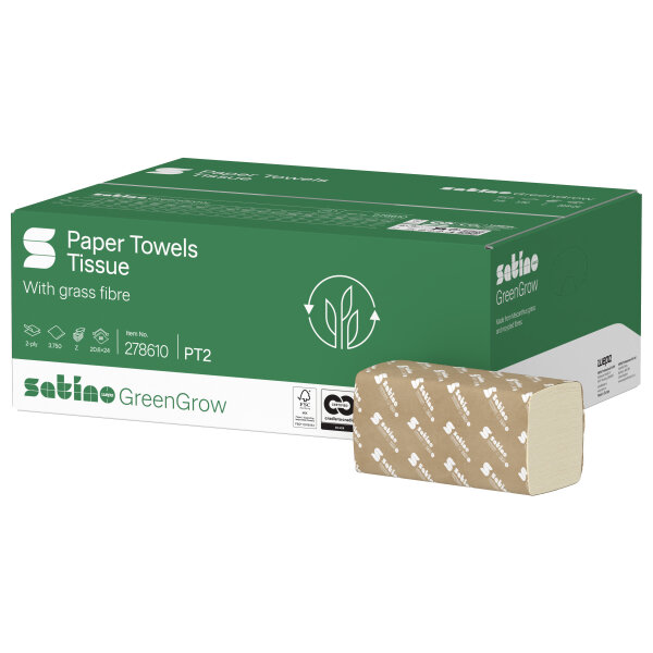 Satino GreenGrow Papierhandtücher Z-Falz 20,6 x 24 cm, 2-lagig, 3750 Blatt - Hellbeige