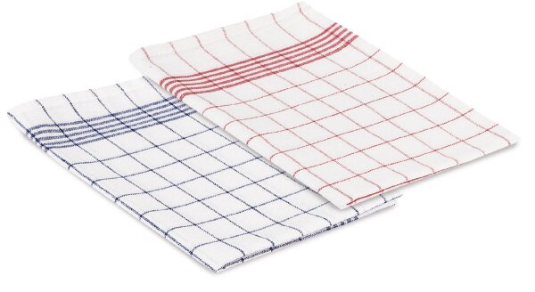 Geschirrtuch Baumwolle, 10er Packung, blau/weiß, 500x700 mm