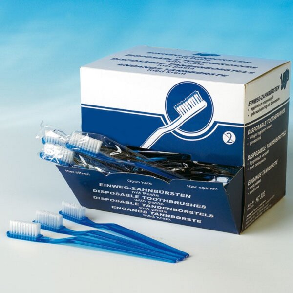 Einmal-Zahnbürste mit Paste, VE = 100 Stück