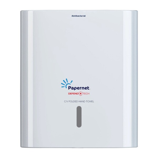 Antibakterieller Spender für C/V-Falz Falthandtücher mit Defend Tech Technologie weiß