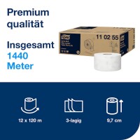 Tork extra weiches Mini Jumbo Toilettenpapier Premium VE= 12 Rollen á 600 Blatt, 3-lagig  - Weiß