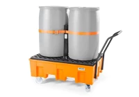 Ladungssicherungs-Set für PE- und Stahlwannen, bestehend aus Spanngurt und Halterung für 2 Fässer 408 x 85 x 600 mm