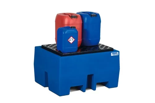 Auffangwanne classic-line aus Polyethylen (PE) für 1 Fass, mit PE-Gitterrost, 240 Liter, 760 x 910 x 525 mm