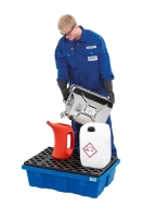 Kleingebindewanne classic-line aus Polyethylen (PE), mit PE-Gitterrost, 60 Liter, 645 x 795 x 23,5 mm