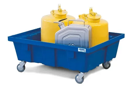 Kleingebindewanne classic-line aus Polyethylen (PE) mit Rollen, ohne Gitterrost, 60 Liter, 645 x 795 x 315 mm