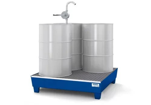 Auffangwanne classic-line aus Stahl für 4 Fässe ,lackiertr, mit Gitterrost, 220 Liter, 1236 x 1210 x 290 mm