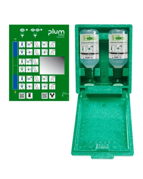 Wandbox aus Hartschaum, mit 2 Augenspülflaschen à 500 ml