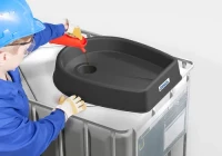 FALCON IBC-Trichter aus Kunststoff (PE), 30 Liter, runde Version, Ablauföffnung Ø 100 mm