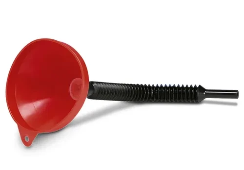 Trichter aus Kunststoff, mit Siebeinsatz und flexiblem Auslauf, 210 mm Ø