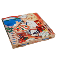 Pizzakarton 20x20x4cm, 4Farb, VE = 100 Stk.