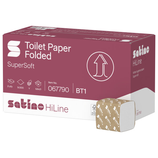 Satino HiLine Einzelblatt Toilettenpapier VE= 30x300 Blatt, 2-lagig - Hochweiß